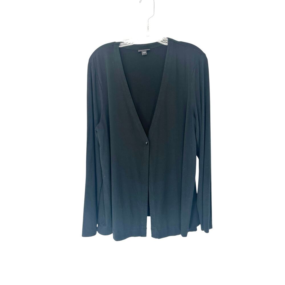 J. Jill Wearever Collection Cardigan‎ Black V-Neck Single Button Basic Large